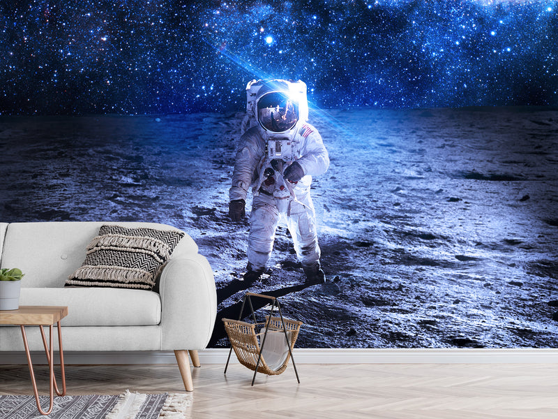 Peel and Stick Photo Wallpaper "Astronaut's flight in space" - Decor Bedroom Wall Art
