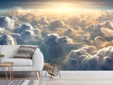 Non-Woven Photo Wallpaper – "Clouds in Sunlight" – Wall Mural for Office or Living Room