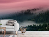 Peel & Stick Wall Mural – "Emerald Sky Over the Foggy Forest",  Vinyl Wallpaper For  Living Room, Bedroom, Or Stylish Home Interior Decor