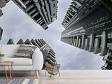 Urban Style Peel and Stick Full-Wall Wallpaper Looking Up at Skyscrapers Design for Living Room or Office