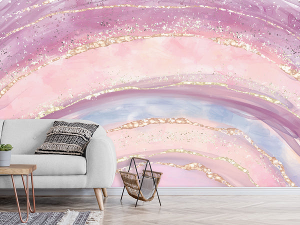 Vibrant Non-Woven Wallpaper. Abstract Modern Style Full-Wall Mural for Kids' Room, Living Room, and Bedroom "Rainbow" 🌈