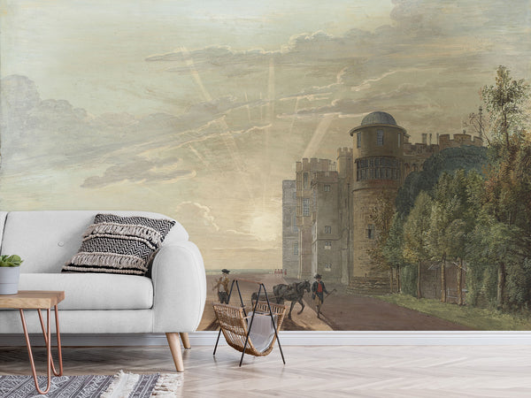 Non-Wowen Wallpaper Paul Sandby "The north terrace of windsor castle looking east at sun" Vintage Style Photo Wallpaper For Living Room And Bedroom