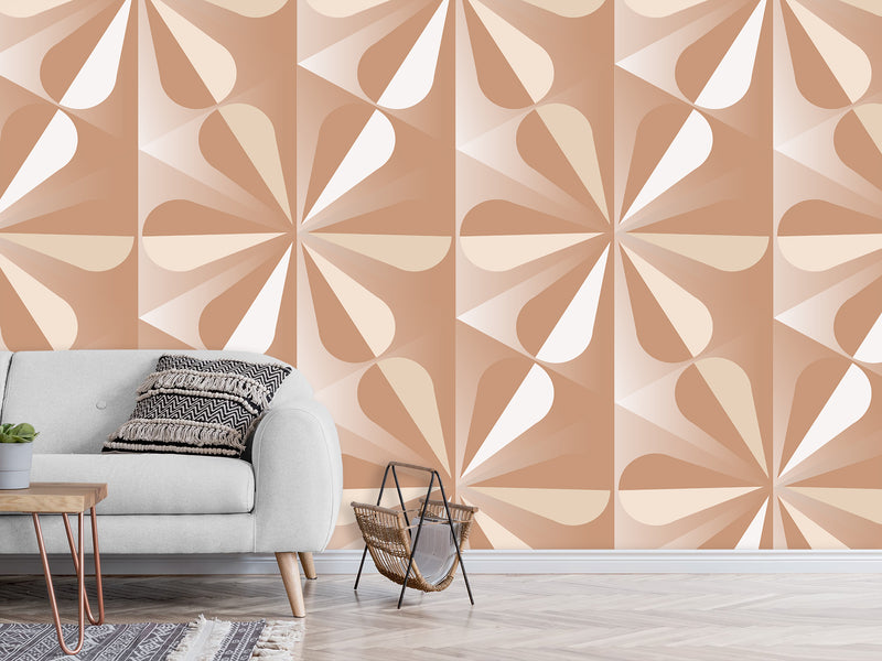 Beige Geometric Wallpaper – Full-Wall Self-Adhesive Mural for Living Room or Lounge Area, "Beige Geometric Pattern"