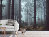 Stylish Wallpaper with Natural Print, Wall Mural for Home 'Forest in the Mist', Non-Woven Wall Mural with Design