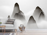 Full-Size Self-Adhesive Wallpaper – Minimalist Clouds Over Mountains Mural For Living Room Or Lounge