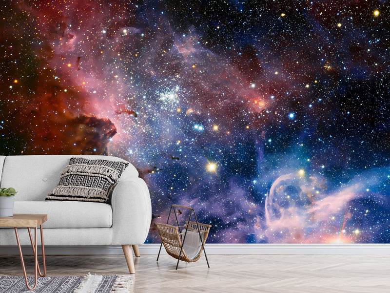 Non-Woven Wallpaper Full Wall Mural – “Star Cluster in the Infinite Universe” – Print for Bedroom or Living Room