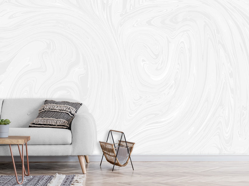 White Non-Woven Wallpaper Art Design for Living Room or Lounge Area – "White Abstraction – Modern Minimalism"