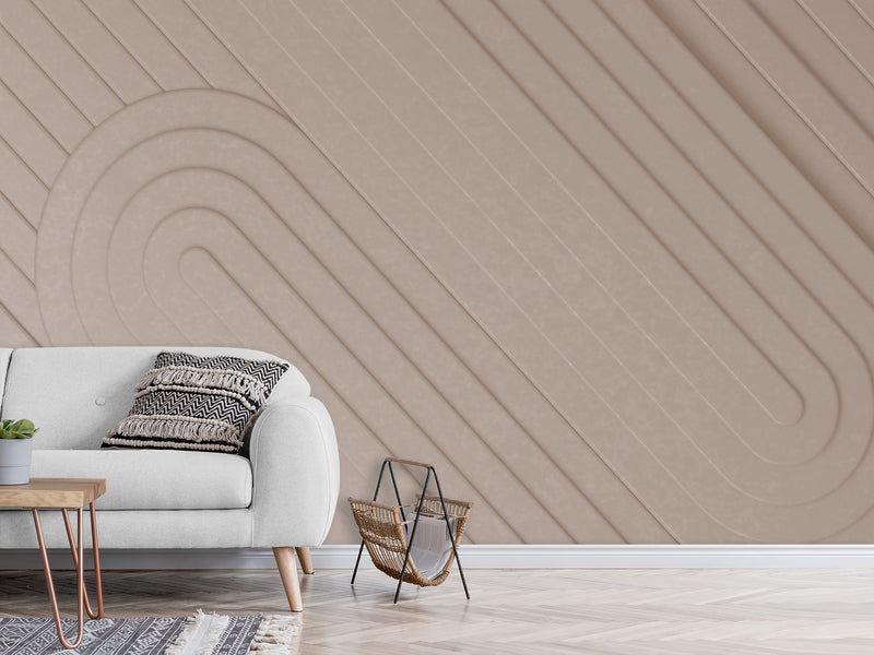 3D Beige Non-Woven Photo Wallpaper Design For Home, Stylish For Office, Bedroom, Living Room Mural “Modern In Pastel”