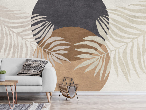 Natural Print Full Wall Vinyl Wallpaper Pell and Stick "Tropical Leaves" Desing For Office Bedroom Living Room🌿