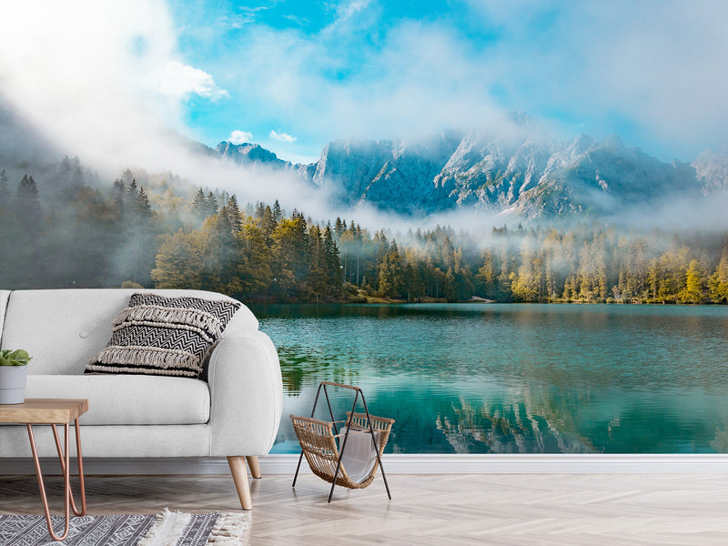 Non-Woven Mural For Lounge Area, Bedroom, Or Reception "Lake" Full Wall Design Wallpaper