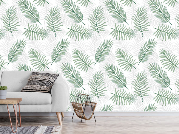 Traditional Wall Murals "Palm Leaves On White Background"  Unique Print For Bedroom  Living Room Kids Room🌿