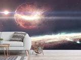 Peel and Stick Full Wall Mural Print Planet Breaking Into Fragments for Living Room or Bedroom