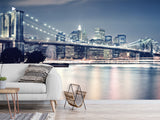 Traditional Wallpaper "Brooklyn bridge at night" New York city – Wall art Wall Mural for Bedroom Kitchen & Living Room