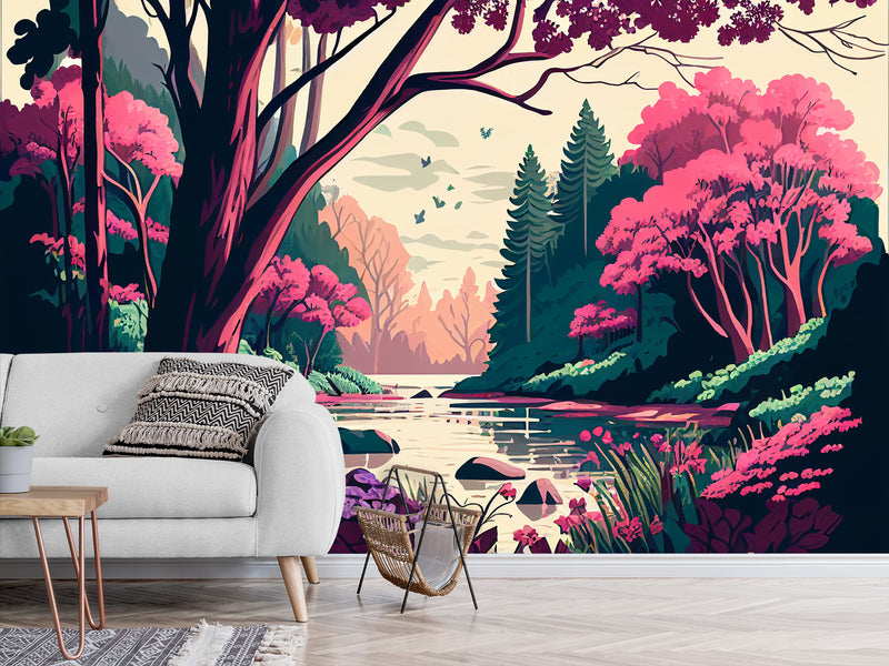 Art Print Non-Woven Wall Mural "Spring Landscape" for Living Room, Kids Room, Decor for Office, Bedroom 🌸