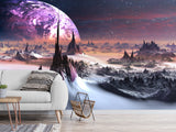 Peel and Stik Mural Wallpaper For Teen Room – "Uncharted Cosmic Planet" Bedroom Decor