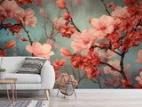 Floral Print 3D Non-Woven Photo Wallpaper for a Cozy Living Room or Bedroom – "Blooming Sakura"