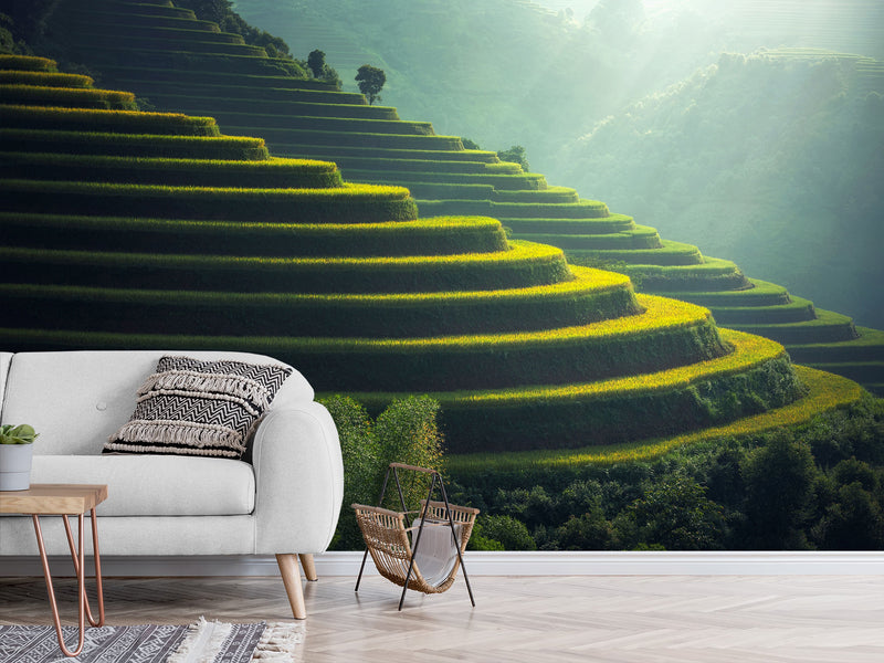 Non-Woven Photo Wallpaper Print For Living Room Or Bedroom "Asian Landscape" Creating Calmness At Home