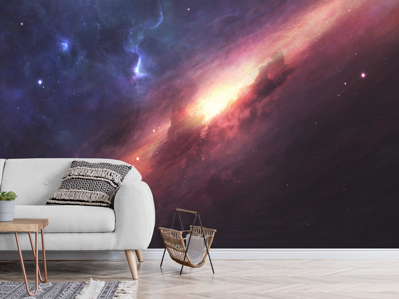 Peel and Stick Wall Mural Full-Wall Photo Wallpaper "Cosmic Nebula" Design For Bedroom Or Living Room
