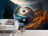 Peel and Stick Mural Full Wall Wallpaper Print For Office, Bedroom, Living Room, Lounge Area "Yin And Yang"