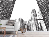 Graphic Print Peel and Stick 3D Mural "Painted city", Beautiful in the Hall, Office, Work Area