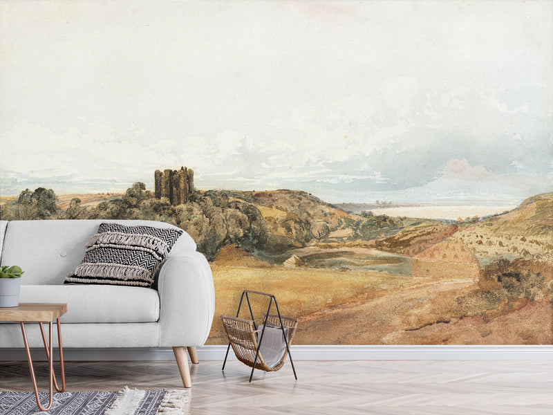 Traditional Wall Mural – “Sheep near Penrhyn Castle, North Wales” by Peter De Wint – Home Decor for Living Room & Bedroom