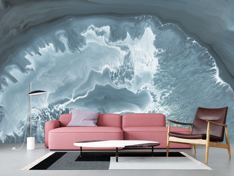 Abstract Composition For Office Peel and Stick Mural 'Abstract Vision Of Waves In Cave' Full-Wall Design Suitable For Living Room, Bedroom 🌊