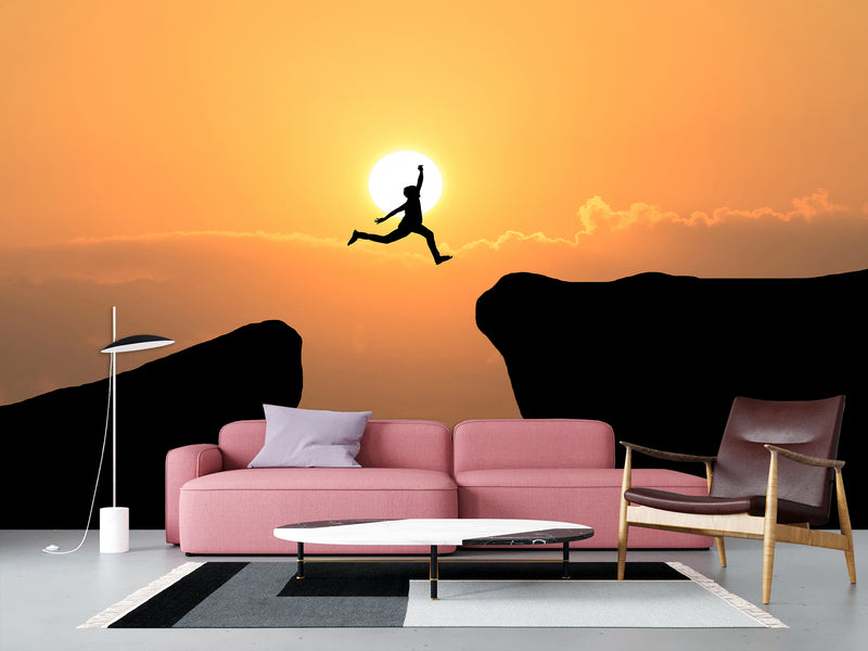Peel and Stick Wallpaper Leap Over the Abyss – A Test of Courage Wallpaper for Bedroom or Living Room