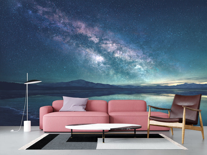 3D Peel and Stick Full Wall Mural – Milky Way Over Mountains for Living Room or Bedroom