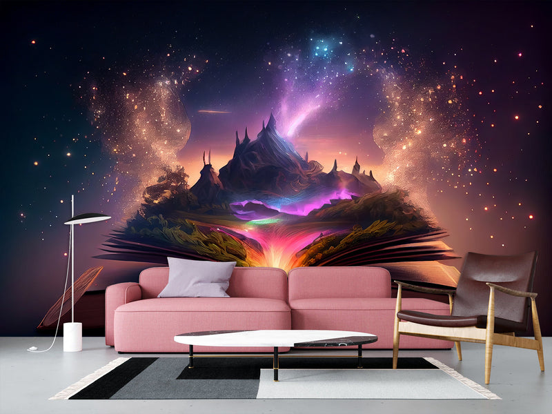 Fairy-Tale Living Room, Kids' Room Traditional Wallpaper To Inspire Imagination And Creativity "Opening The Book Of World Secrets" 📖✨