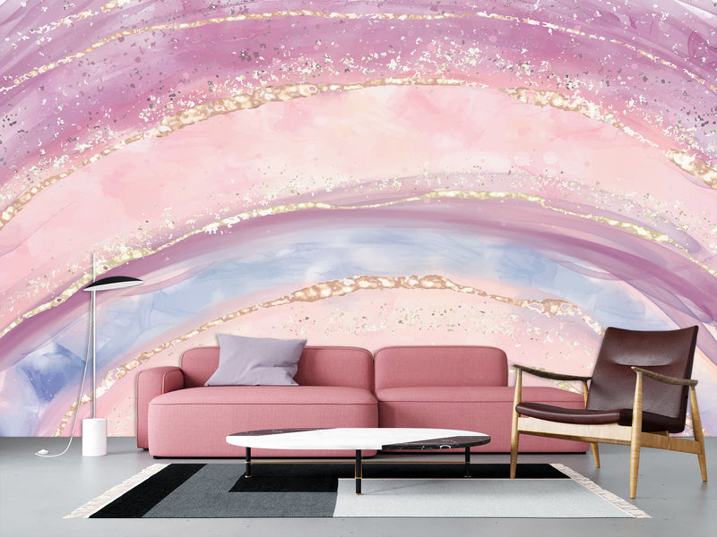 Vibrant Non-Woven Wallpaper. Abstract Modern Style Full-Wall Mural for Kids' Room, Living Room, and Bedroom "Rainbow" 🌈
