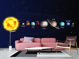 Traditional Wallpaper Mural – Solar System: From the Sun to Pluto – Full Wall Design for Office or Workspace