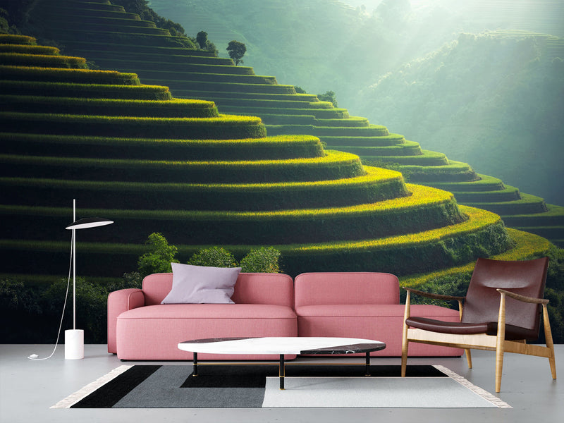Non-Woven Photo Wallpaper Print For Living Room Or Bedroom "Asian Landscape" Creating Calmness At Home