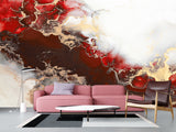 Abstract Wallpaper Red And Black Composition Bright Full Wall Traditional Mural For Office, Bedroom, Living Room
