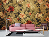 Non-Wowen Mural Full Wall Vintage Floral Composition Print – Classic Flower Arrangement Wall Art For Living Room Or Home Office