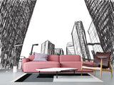 Graphic Print Peel and Stick 3D Mural "Painted city", Beautiful in the Hall, Office, Work Area