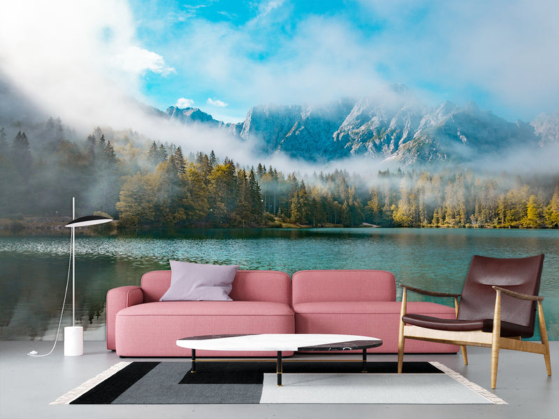 Non-Woven Mural For Lounge Area, Bedroom, Or Reception "Lake" Full Wall Design Wallpaper
