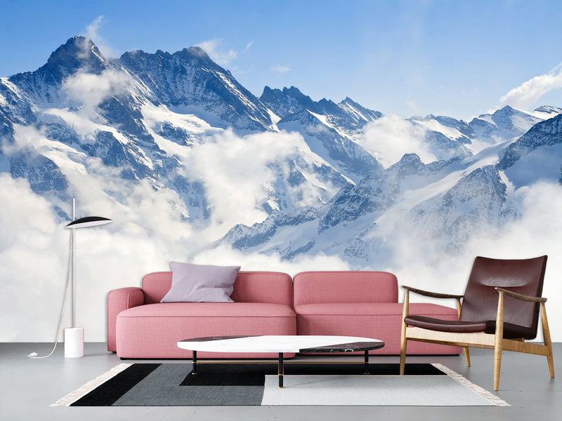 Self-Adhesive Full Wall Wallpaper for Bedroom or Lounge – Alpine Peaks Landscape Design for Home