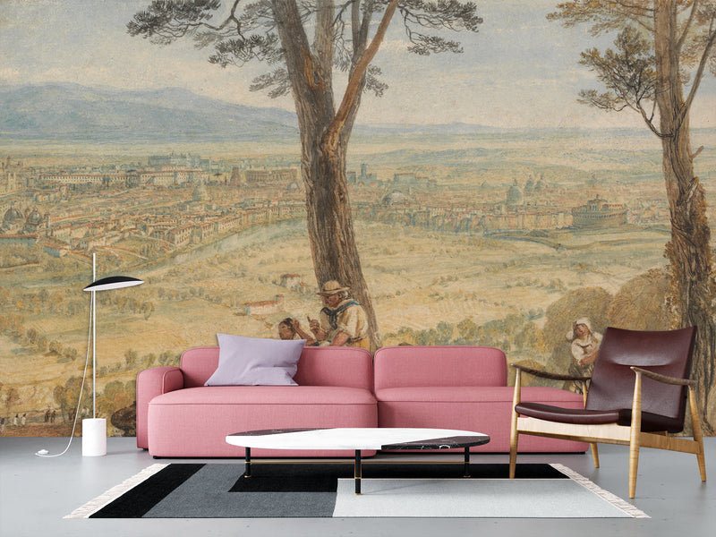 Traditional Full Wall Wallpaper – Classic Print for Room or Office Joseph Mallord William Turner-Rome from Monte Mario