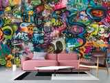 Art Print On The Wall Self-Adhesive Wallpaper "Funk Graffiti", Mural For Bedroom, Living Room, And Creative Design For Teen Room 🎨