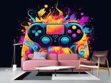 Self-Adhesive Eco-Friendly Wallpaper for Bedroom, Kids’ Room, or Playroom – "Colorful Gamepad"