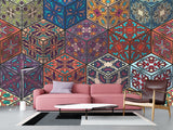 Art Design Geometric Vinyl Wallpaper Peel and Stick Cubes For Office, Workspace