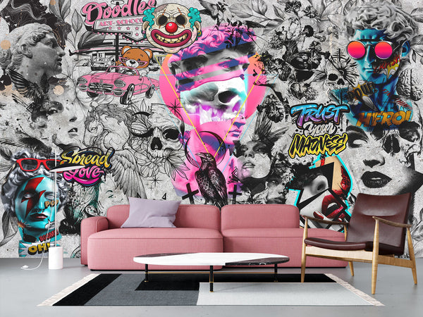 Traditional Wall Mural "Urban Style Street Art Wallpaper", Decor for Bedroom, Living Room, Teen Room 🎨