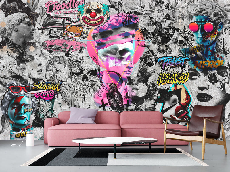 Traditional Wall Mural "Urban Style Street Art Wallpaper", Decor for Bedroom, Living Room, Teen Room 🎨
