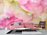 Pink and Green Abstract Intertwining. Self-Adhesive Wallpaper Art Print for Walls. Unique Abstraction Décor for Living Room or Hall "Abstract Flower Petal" 🌸