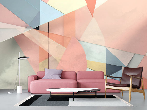 "Peel and Stick Wall Mural 'Geometric Abstraction', Decor for Office, Bedroom, Living Room"
