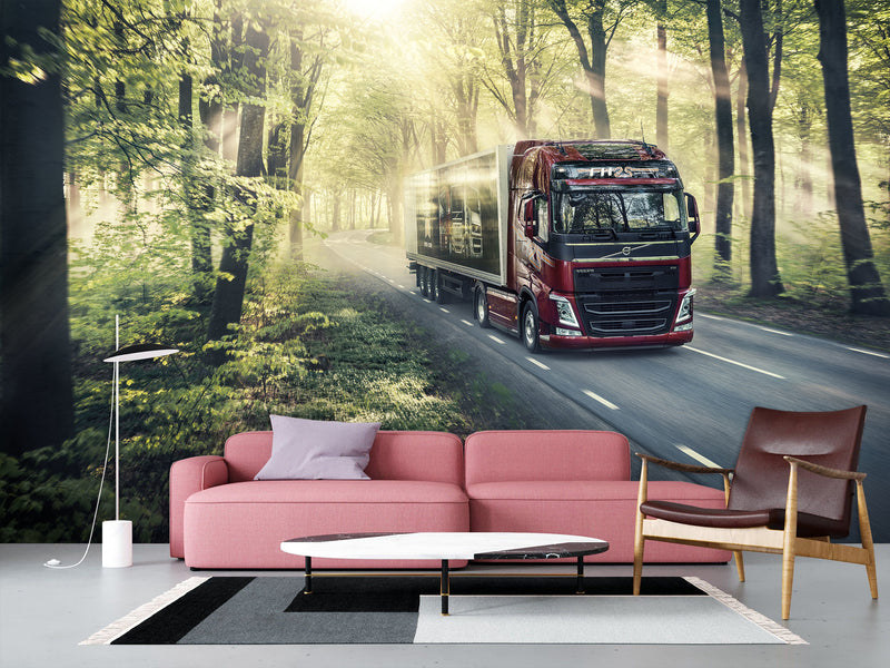 Peel and Stik Forest Road Volvo Car Wall Murals – Home Decor For Bedroom And Living Room