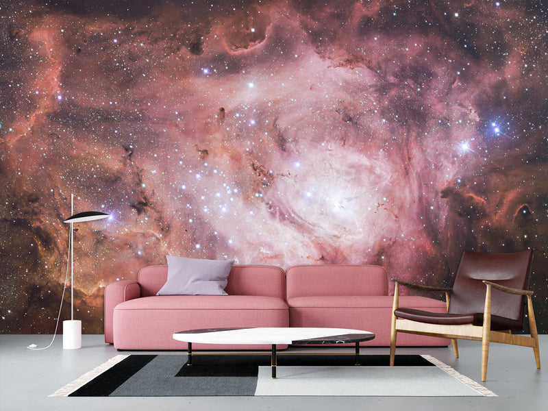 Non-Wowen Wall Mural Bedroom Wall Mural – "Stars In Purple Mist" Dreamy Galaxy Design
