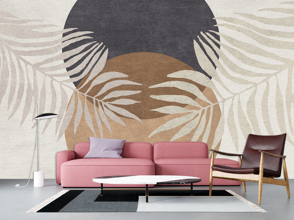 Natural Print Full Wall Vinyl Wallpaper Pell and Stick "Tropical Leaves" Desing For Office Bedroom Living Room🌿