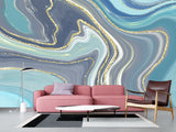 Abstract self-adhesive wallpapers for creating an art space, for office, living room "Gold and Blue Flow"
