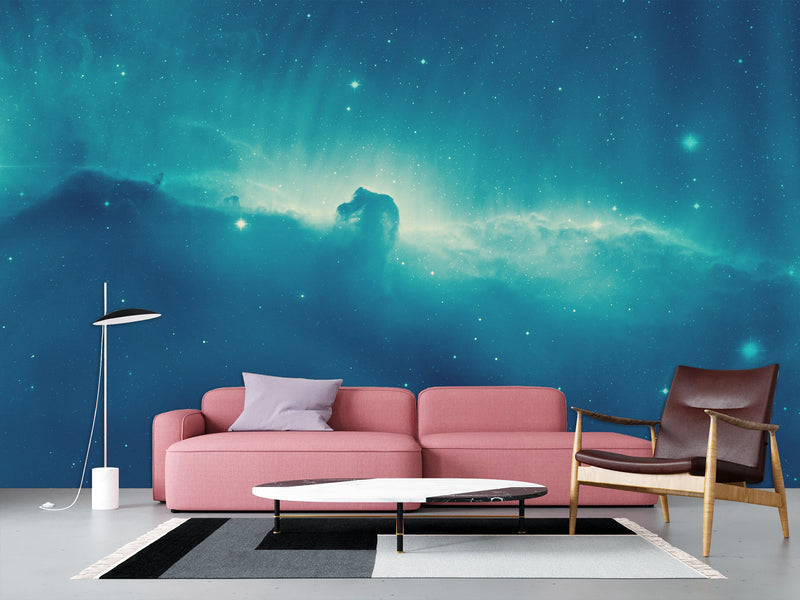 3D Self-Adhesive Vinyl Wallpaper “Glow in the Cosmic Nebula” – Space-Inspired Mural for Bedroom Decor